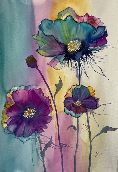 Lebendige Abstrakte Mohnblumen von Tanya Lundmark