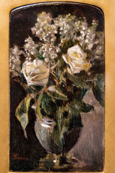 Vase mit weißen Rosen und Maiglöckchen von Telemaco Signorini