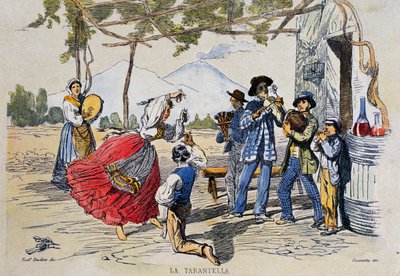 Neapolitanische Tarantella, Gravur nach einer Zeichnung von Teodoro Duclère von Teodoro Duclere