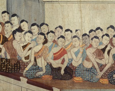 Gruppe von Frauen mit typischer Kleidung und kurzem Haar der 4. Regierungszeit von Thai School