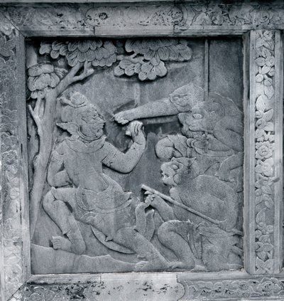 Eines von einer Serie von Reliefs, die das Ramakien (Ramayana) darstellen von Thai School