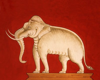 Weißer Elefant, Seite aus einem Manuskript über Elefantentraining von Thai School