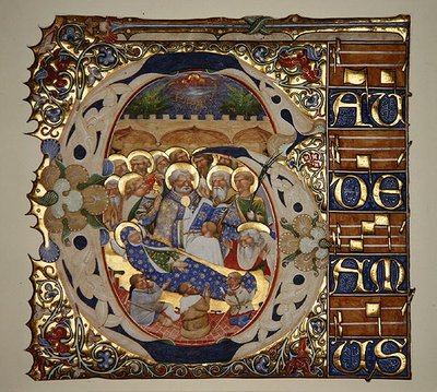Marley Cutting IT.18 Entschlafung der Jungfrau, aus einem Graduale von Santa Mattia in Murano, Venedig, ca. 1450 von The Master of the Murano Gradual