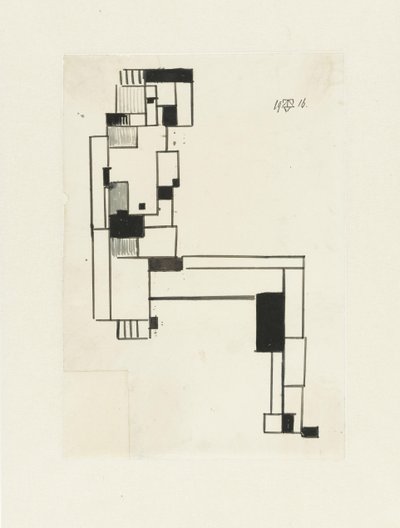 Sitzender weiblicher Akt, ihre Hand auf ihrem Kopf (Sitzender weiblicher Akt) von Theo van Doesburg (signed by artist)