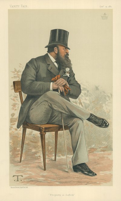 Lord Rendlesham, Eigentum in Suffolk, 15. Oktober 1881, Vanity Fair Karikatur von Theobald Chartran