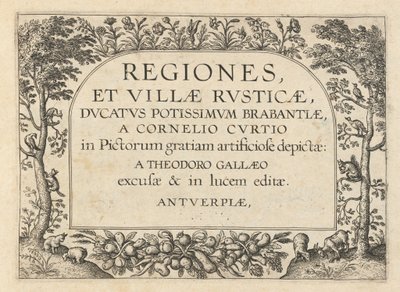 Titelseite für "Regiones et Villae Rusticae" von Theodor Galle