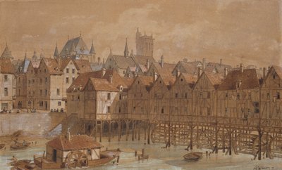 Das Grand Chatelet und die Pont aux Meuniers von Theodor Josef Hubert Hoffbauer