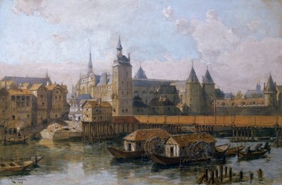 Die Île de la Cité und der Justizpalast im 16. Jahrhundert, 1917 von Theodor Josef Hubert Hoffbauer