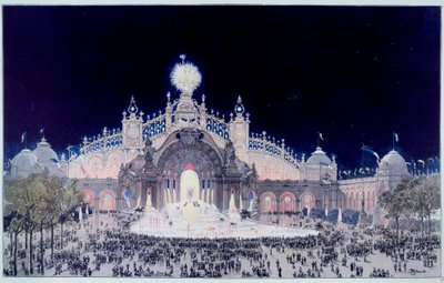 Weltausstellung: Blick auf den Palast der Elektrizität und das Wasserschloss in Paris 1900 von Theodor Josef Hubert Hoffbauer