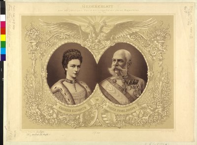 Kaiser von Österreich mit Familie Gedenkblatt zur 40-jährigen Hochzeit Ihrer Majestät 24. April 1854 1894 von Theodor Mayerhofer