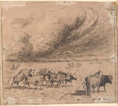 Eine Herde wilder Kühe auf Saltholm von Theodor Philipsen