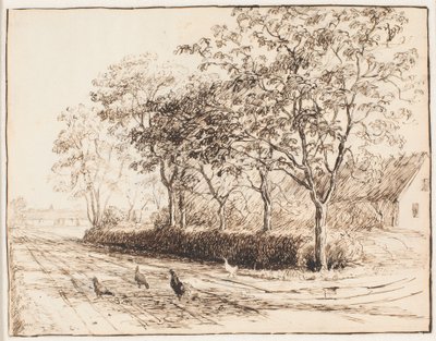 Hühner vor einem Hof in Kastrup. Katrupvejen von Theodor Philipsen