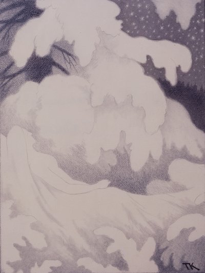 Schlafende Frau mit Perlen und Leinen von Theodor Kittelsen