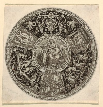 Entwurf für eine gravierte Tazza mit einer Allegorie der Nächstenliebe von Theodor de Bry