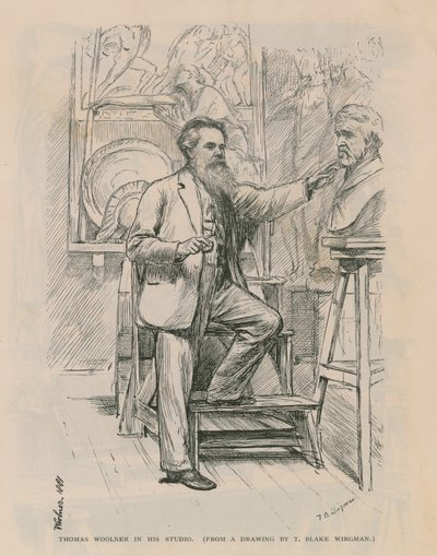 Bildhauer Thomas Woolner bei der Arbeit in seinem Atelier von Theodore Blake Wirgman