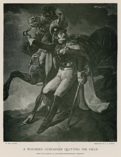 Ein verwundeter Kürassier verlässt das Feld von Theodore Gericault