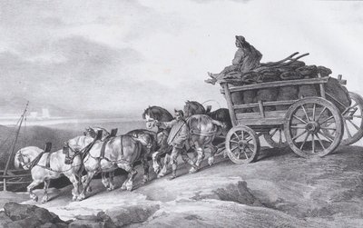 Kohlenwagen gezogen von Pferden, 1822 von Theodore Gericault