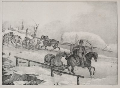 Vier verschiedene Motive: Wagen klettert einen Hügel hinauf von Theodore Gericault