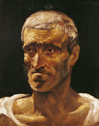 Kopf eines Schiffbrüchigen, Studie für das Floß der Medusa, 1817-19 von Theodore Gericault