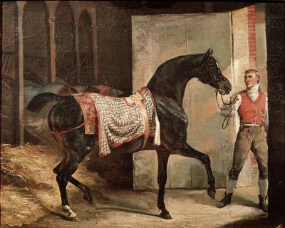 Pferd verlässt den Stall von Theodore Gericault