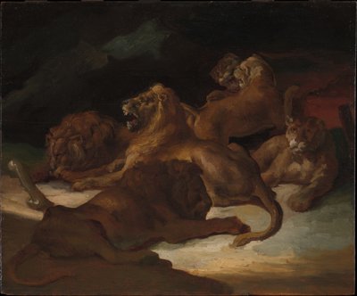 Löwen in einer bergigen Landschaft von Theodore Gericault
