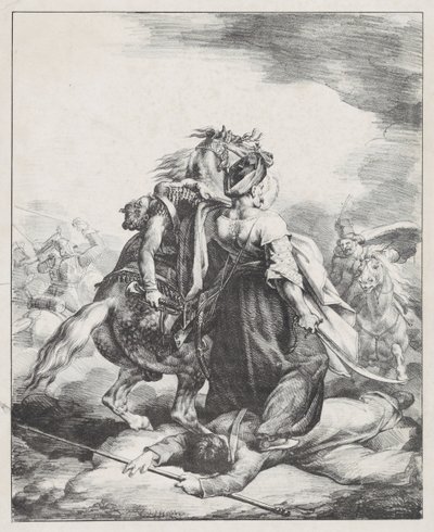 Ein ägyptischer Mameluk verteidigt einen verwundeten französischen Trompeter bei Waterloo von Theodore Gericault