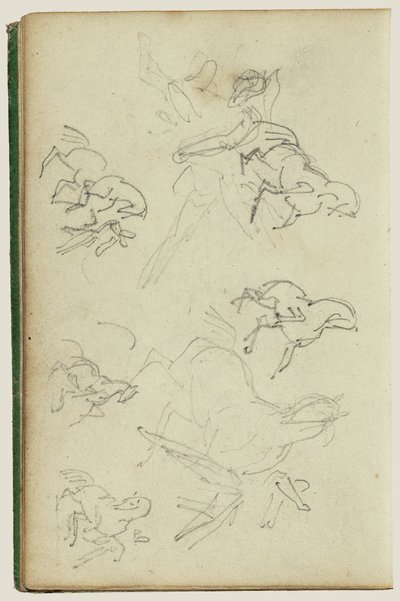 Sechs Studien für einen Mann neben einem steigenden Pferd von Theodore Gericault