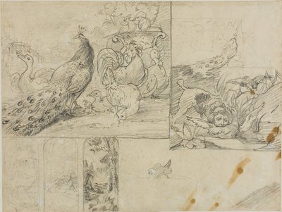 Skizzen von dekorativen Landschafts- und Tierkompositionen von Theodore Gericault