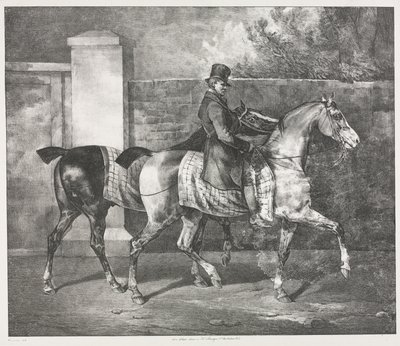 Zwei Pferde von einem Jockey trainiert von Theodore Gericault