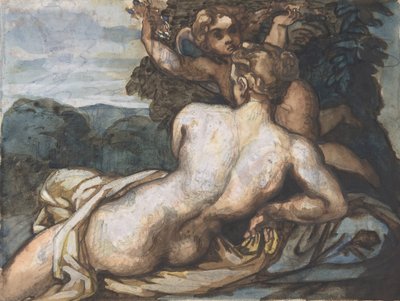 Venus und Amor in einer Landschaft, nach Annibale Carracci, 1816-17 von Theodore Gericault
