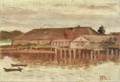 Handelsposten und Kai-Gebäude, Sitka, Abend von Theodore J. Richardson