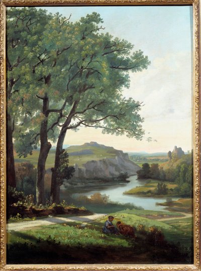 Landschaft mit Baum und See von Theodore Ravanat