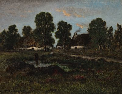 Häuser in der Nähe von Larchant von Theodore Rousseau