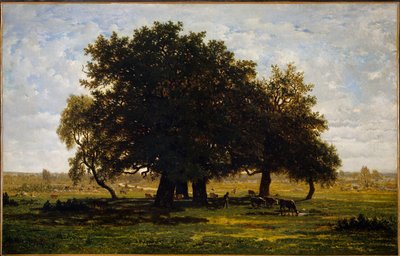 Gruppe von Eichen, Apremont. von Pierre Etienne Theodore Rousseau