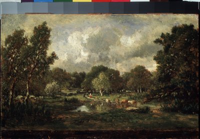 Kühe am Wasserplatz von Theodore Rousseau