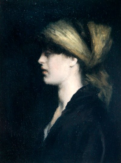 Chiaroscuro, ein Profil, der goldene Schal, ca. 1900 von Theodore Roussel