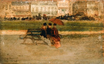 Damen am Strand von Cannes sitzend von Theodore Roussel