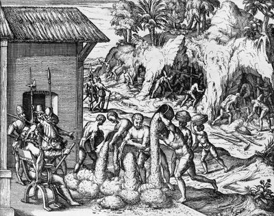Bergbau nach Mineralien in Mittel- und Südamerika von Theodore de Bry