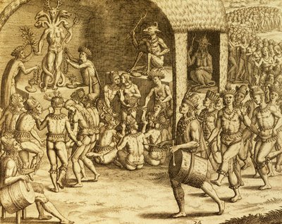 Südamerikanisches religiöses Ritual, Stich aus 