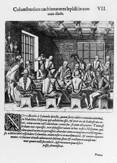 Die Geschichte vom Ei des Christoph Kolumbus (1450-1506), 1585-88 von Theodore de Bry