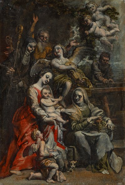 Die Heilige Familie mit der Heiligen Anna, anderen Heiligen und Engeln von Theodore van Loon