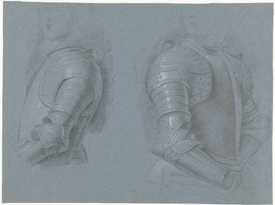 Studienblatt mit der linken und rechten Seite eines Kürasses von Theodorus Netscher