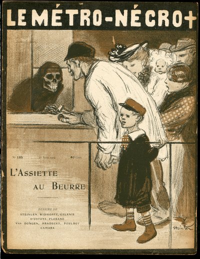 Titelblatt von Die Butterplatte, Nummer 125, Satirisch in Farben von Théophile Alexandre Steinlen