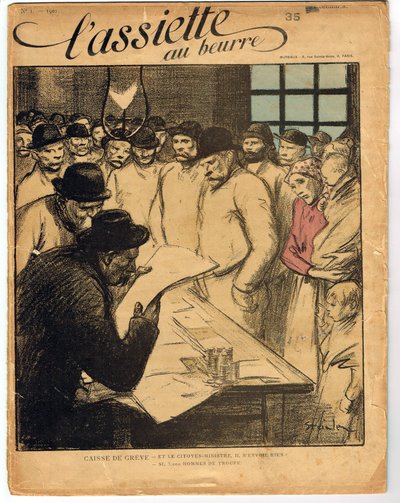 Cover von „The Butter Plate“, Nummer 1, satirisch in Farben von Théophile Alexandre Steinlen