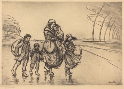Im Regen: Mutter und Kinder von Théophile Alexandre Steinlen