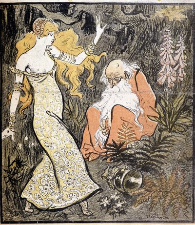 Merlin und Viviane („Brocéliande“) - von Steinlen von Théophile Alexandre Steinlen