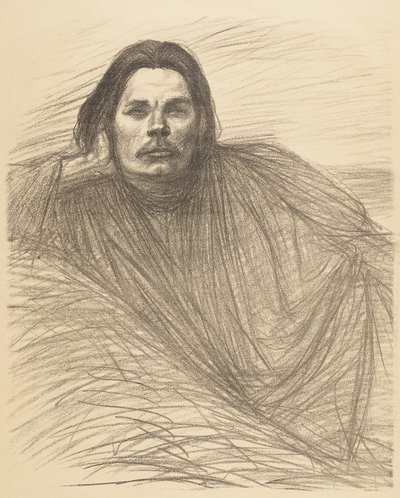 Porträt von Maxim Gorki liegend von Théophile Alexandre Steinlen
