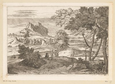 Arkadische Landschaft mit Figuren und Kaninchen von Théodore