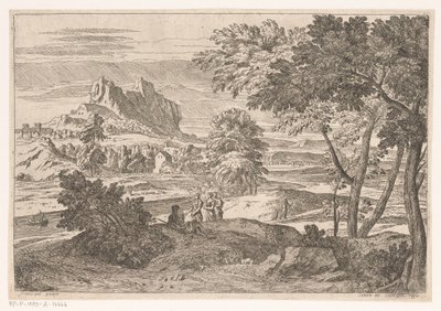 Arkadische Landschaft mit Figuren und Kaninchen, Suite de Paysages (Serientitel) von Théodore