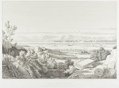 Ansicht von Delos: Kykladen. Hafen von Delos, Paros und Groß-Delos von Théodore Caruelle d